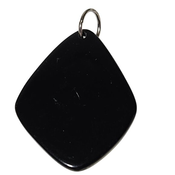 Art Deco Black Silver Iridescent Glass Pendant Abstract Mosaic Diamond Shape DIY - Picture 2 of 3